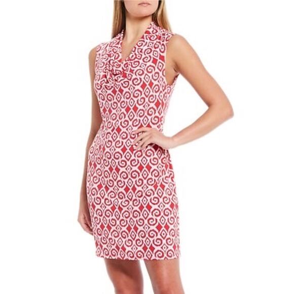 Tommy Bahama Bimini Printed Cowlneck Sleeveless Shift Dress Summer A-Line Large - Picture 1 of 6